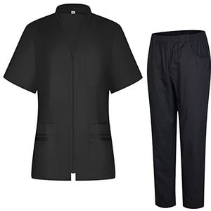 MISEMIYA - Dames gezondheidsuniform - dameshemd en broek - werkkleding voor dames 712-8312, Zwart, XS
