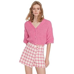 Trendyol Dames Regular Standaard V-hals Gebreide Vest, roze, S