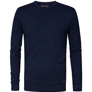 Petrol Industries Heren Knitwear Basic Polo Sweater met ronde hals, Middernacht Marine, L