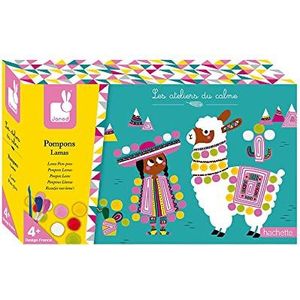 Janod - From 4 years old - Creative Kit - Lamas Pompoms - Les Ateliers du Calme - Creative Leisure - Dexterity and Concentration - J07802