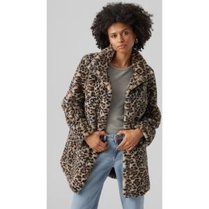 Bestseller A/S VMROME AW23 Faux FUR Jacket BOOS jas, Silver Mink/AOP: Leopard, XS, Silver Mink/Aop:leopard, XS