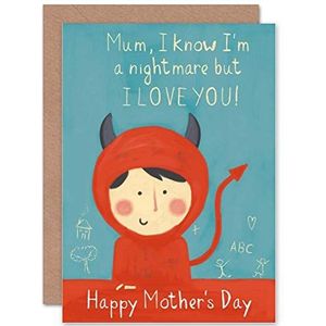 Wee Blue Coo I Am A Nightmare, But I Love You! Little Devil - Mothers Day Card CP3210