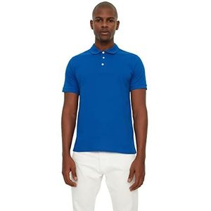 Trendyol Men's Sax Men Slim Fit Collar T-shirt met korte mouwen, Royal Blue, Extra Large