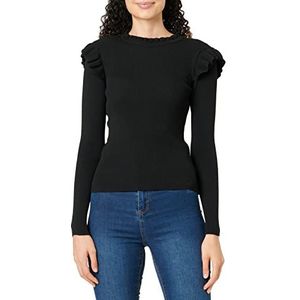 ONLY Dames ONLSIA Sally Ruffle LS KNT NOOS pullover, zwart, L