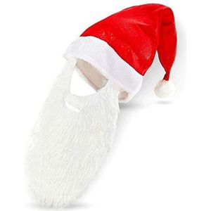Widmann 1496H Kerstmanmuts, met baard, van pluche, hoofddeksel, accessoire, Sinterklaas, Kerstmis, themafeest, carnaval