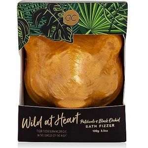 Accentra ""WILD AT HEART"" bath bomb in aantrekkelijke geschenkverpakking, 100g gouden bath bomb in de vorm van een tijger met een fruitige geur van patchouli & zwarte orchidee