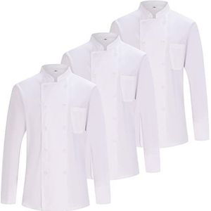 MISEMIYA - Set van 3 eenheden -heren koksjas - heren koksjas - Hospitality Uniform - Ref.842, wit, 3XL
