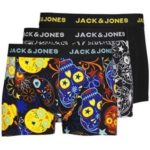 JACK & JONES Jacjames Trunks 3 Pack Noos Boxershorts heren,Zwart/detail: zwart - blazing yellow,M