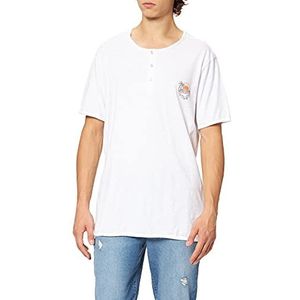 Timezone Heren Slub Henley-hemd, Pure White, M