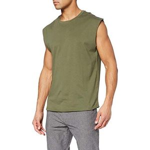 Urban Classics Heren Open Edge mouwloos T-shirt, verkrijgbaar in vele verschillende kleuren, maten S tot 5XL, groen (olijf 176), XL