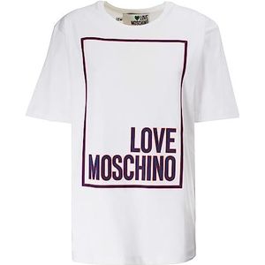 Love Moschino Vrouwen Oversize fit Short-Sleeved T-shirt, Optical White, 38, wit (optical white), 38
