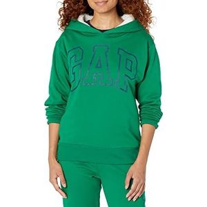 GAP womens Logo Sherpa Lined Hood Sweatshirt, Holiday Green, XX-Small US