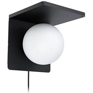 EGLO Ciglie Wandlamp met QI lader - 1 lichts - 18 cm. - E14 - zwart