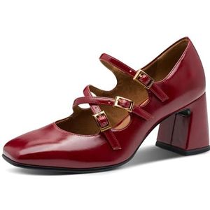 Tamaris - Pumps - Rood - Blokhak - Drie Dubbele Bandjes