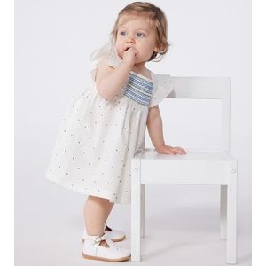 Petit Bateau Jurk met korte mouwen en bloeiende babymeisjes, wit/meerkleurig., 24 Maanden