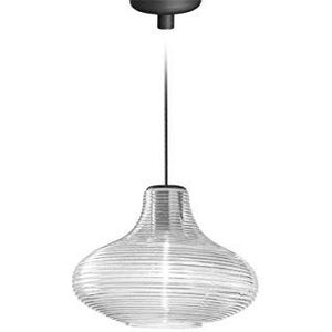 Homemania Hanglamp Emma, zwart, transparant, van glas, 26 x 26 x 18,5 cm, 1 x E27, max. 57 W, 1050 lm, 2700 K, 220-240 V