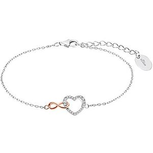 s.Oliver Armband 925 Sterling Zilveren Dames Armsieraden, Met Zirkonia Cubic Synth., 17+3 cm, Tweekleurig, Infinity, Geleverd In Geschenkverpakking, 2032565