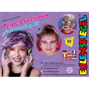 Eulenspiegel 208113 - Pearl Collection make-up palet, 8 professionele aqua kleuren, 1 spons, 1 penseel, 1 make-up gids