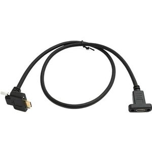 System-S USB 3.1 Gen 2 kabel 60 cm type C stekker naar bus dubbele schroef up down hoek
