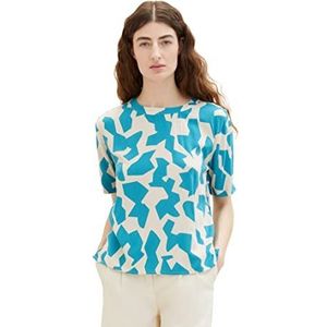 TOM TAILOR T-shirt voor dames, 32146 - Petrol Big Abstract Design, 40