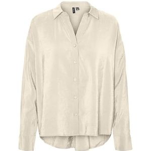VERO MODA women's oversized shirt blouse Silky casual top Shiny shirt VMQUEENY, Colour:White, Size:XXL