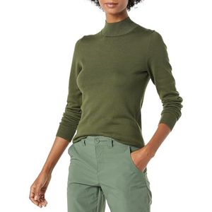 Amazon Essentials Lichtgewicht trui met mockneck voor dames (verkrijgbaar in grote maten), olijf, S