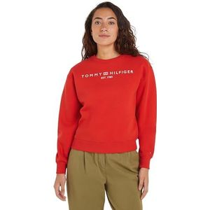 Tommy Hilfiger Dames sweatshirt zonder capuchon, Rood (Fierce Red), XL