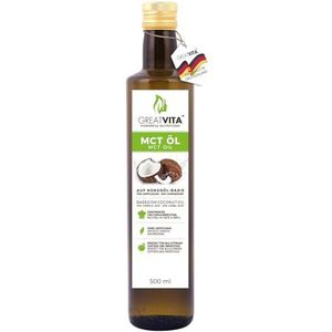 GreatVita MCT olie op basis van kokosolie, 500 ml C8 & C10-vetzuren, premium kwaliteit, 70% caprylzuur en 30% caprinezuur