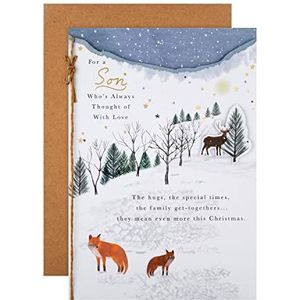 Hallmark Kerstkaart voor zoon - traditionele winter illustratie ontwerp, 25559754, vossen winter scène kaart