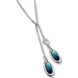 Alvina ketting 925 sterling zilver 2x kattenoog zilver/blauw