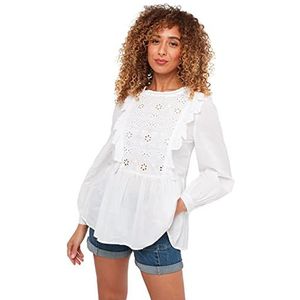 Joe Browns Dames klassieke zomer witte broderie ruches top, wit, 8, Wit, 34