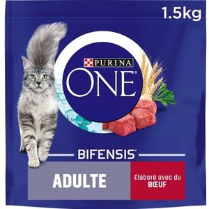 Purina One Droogvoer voor volwassenen met rundvlees en granen, voor volwassen katten, 1,5 kg