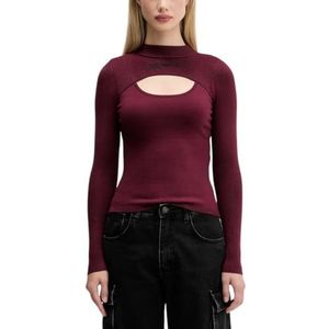 Karl Lagerfeld Jeans Dames Cut Out Mock Neck Trui Slim Fit, Paars, XS