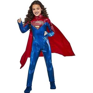 Rubies Supergirl Deluxe meisjeskostuum, digitale print, jumpsuit en cape, officiële DC Comics, carnaval, Halloween, verjaardag, Kerstmis, M
