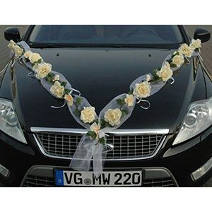 Rozen slinger auto sieraden bruidspaar roos decoratie decoratie autodecoratie huwelijk auto auto wedding decoratie personenauto (Rose Orchidee Ecru/Ecru)