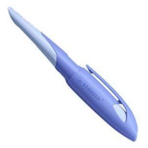 Ergonomische schoolvulpen voor linkshandigen met beginners punt A - STABILO EASYbirdy Pastel Edition in blauw/lichtblauw - 1 stuks - inclusief inktvulling - Schrijfkleur blauw (uitwisbaar)