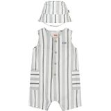Levi's LVB Stripe Romper & Emmerhoed voor babyjongens 6EK230 gecoördineerde outfits, helder wit, 18 maanden, Helder Wit, 18 maanden