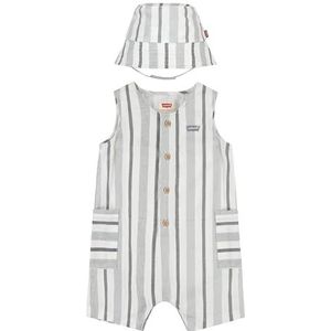 Levi's LVB Stripe Romper & Emmerhoed voor babyjongens 6EK230 gecoördineerde outfits, helder wit, 18 maanden, Helder Wit, 18 maanden