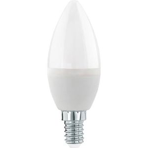 EGLO E14 filament LED lamp dimbaar, Edison kaars gloeilamp, 7,5 Watt (60w equivalent), 806 lumen, lichtbron warm wit, 3000 Kelvin, opaal glas, C37, Ø 3,7 cm