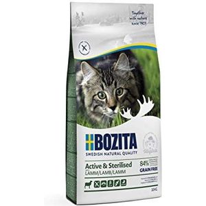 BOZITA Active & Sterilised Graanvrij lam - droogvoer voor volwassenen, voornamelijk buiten levende katten, 10 kg