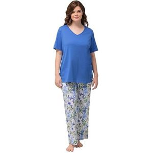 Ulla Popken Damespyjama Flying Wishes pyjamaset, blauw, 46-48