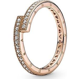 Pandora Signature Sparkling 14-karaats rosévergulde overlappende ring met heldere zirkoniasteentjes, 56