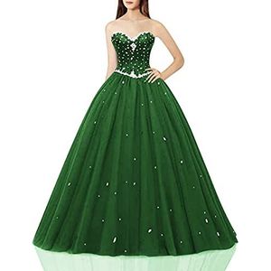 Likedpage Women's Sweetheart Ball Gown Tulle Quinceanera Dresses Prom Dress (US6, Dark Green) … …
