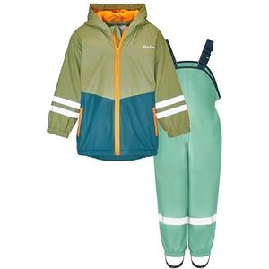 Playshoes Tweedelig regenpak met fleecevoering, gevoerd modderpak, groen-groen., 128