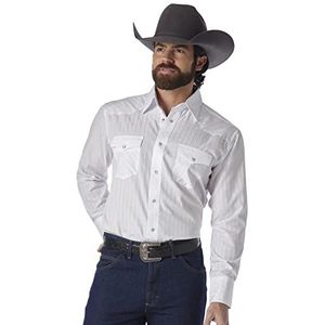 Wrangler Heren Sport Western Dobby Stripe Snap Shirt, Wit, XL