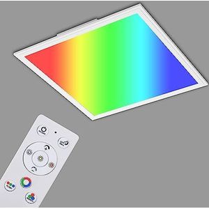 Briloner Leuchten - Ultradun RGB CCT LED-paneel, plafondlamp vierkant (45 x 45 cm), wit, kleurtemperatuurregeling (3.000-6.500 Kelvin), dimbaar, 2.400 lumen lichtopbrengst