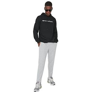 Trendyol Mannelijke Basic Normale Taille Open Broek Regular Joggingbroek, Grijs, XXL