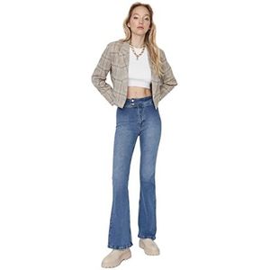 Trendyol Dames Normale taille Flare Leg Flare Jeans, Blue, 60