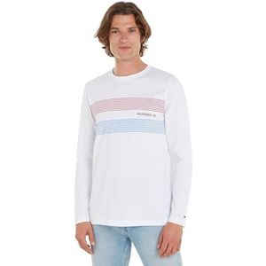 Tommy Hilfiger Heren borst Hilfiger 85 Ls Tee L/S T-shirts, wit, 3XL, Wit, 3XL grote maten tall