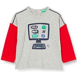United Colors of Benetton T-shirt voor kinderen, Melange Light Grey 501, 82 cm